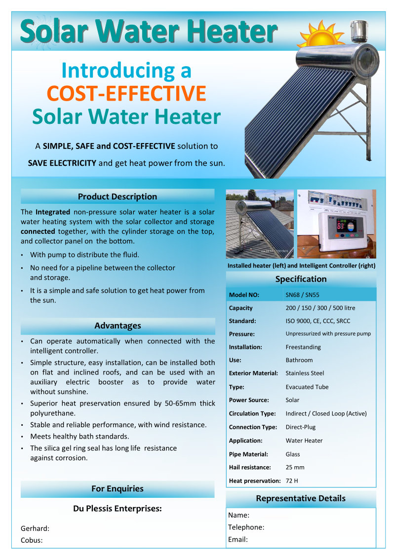portofolio solar water heater